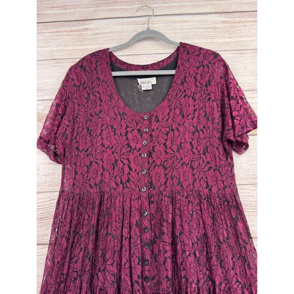 Vintage American Angel Floral Embossed Maxi Dress Women's Medium Purple - Picture 3 of 9